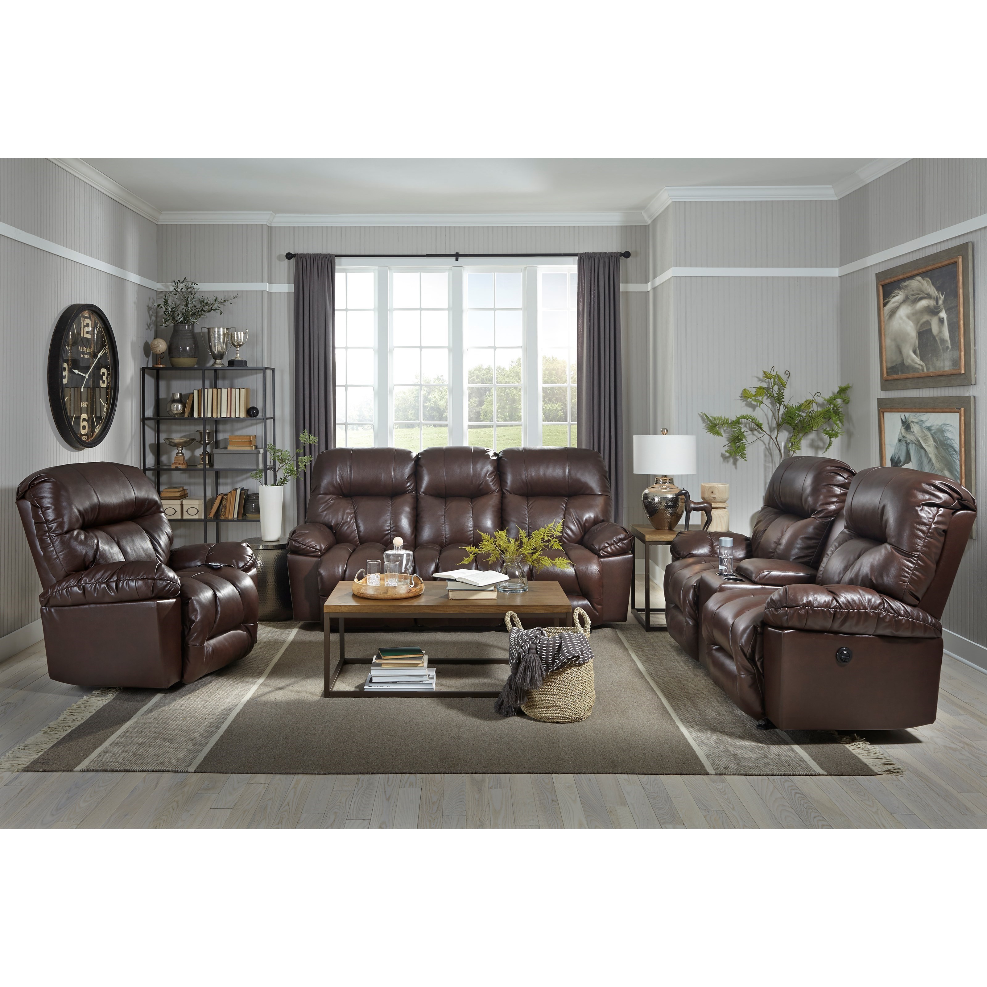 Double rocker recliner sales with console